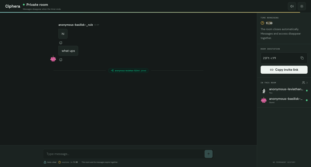 Ciphera — Self-Destructing Private Chat