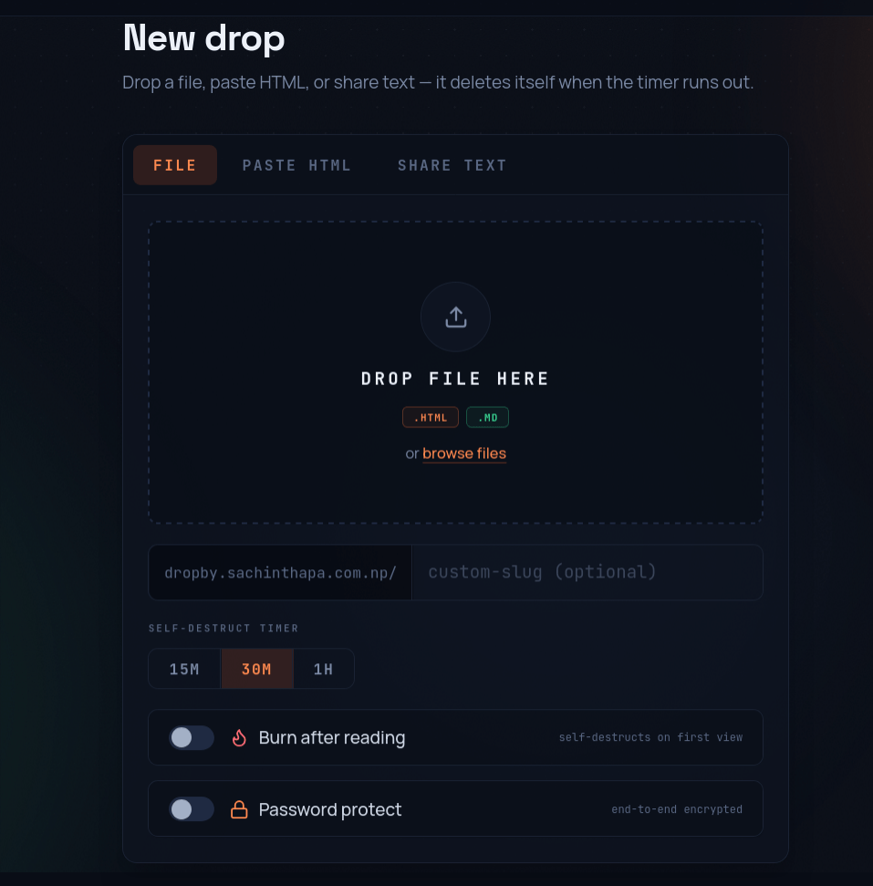 DropBy — Drop Files, Get a Link